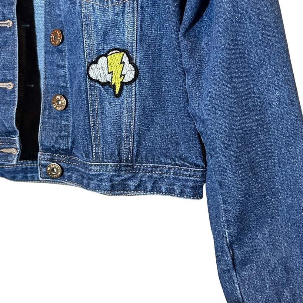 The Edit by Seventeen Button-Up Patch Denim Jean Jacket Girls Size Large - Picture 4 of 11